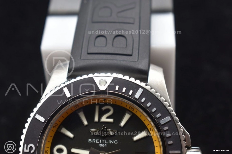 1:1 Rehaut Rubber Bezel Strap TF Best Edition with On Yellow Casual Black and Automatic Superocean 471 A Dial Black 44 1117